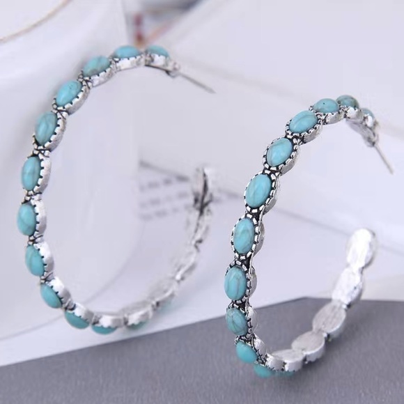 Jewelry - Turquoise Statement Hoops
